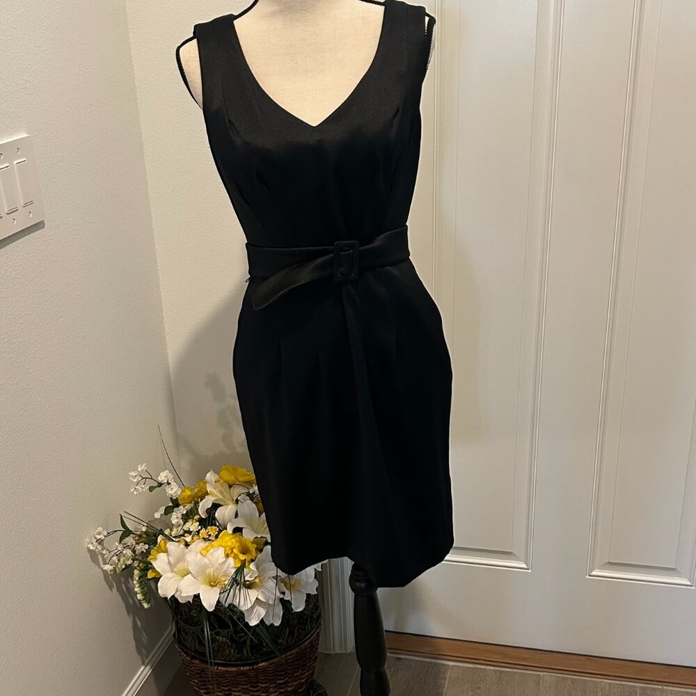 Kensie Black Shift Dress Size 8 Belt Pockets